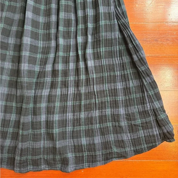 Madewell 100% Cotton Lightspun Long Sleeve Smocked Midi Plaid Dress Sz 2X ๐๐ - Picture 9 of 12